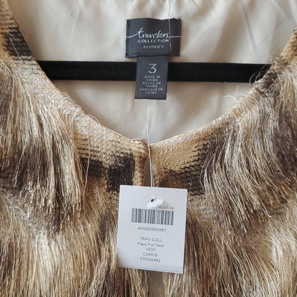 Chicos Travelers Collection Faux Fur Ombre Vest - Picture 2 of 5